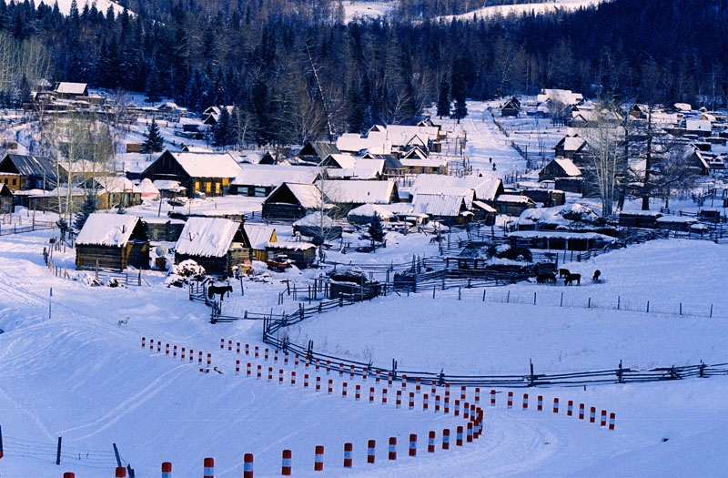 Hemu Village in norther Xinjiang during the winter